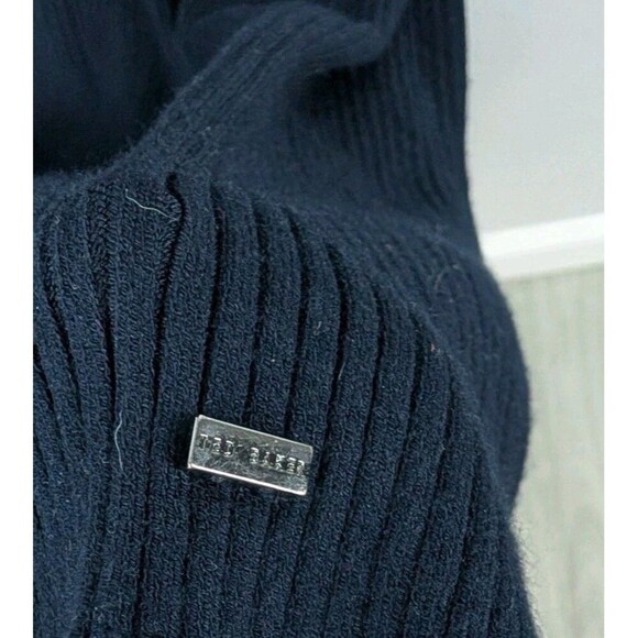 Ted Baker Navy Blue Knit Dress Sz M Collared Preppy Nautical Quiet Fashion 155 - Picture 4 of 10